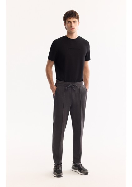Erkek Antrasit Beli Lastikli Bağcıklı Soft Touch Bi-Stretch Regular Fit Eşofman Altı A52Y3406