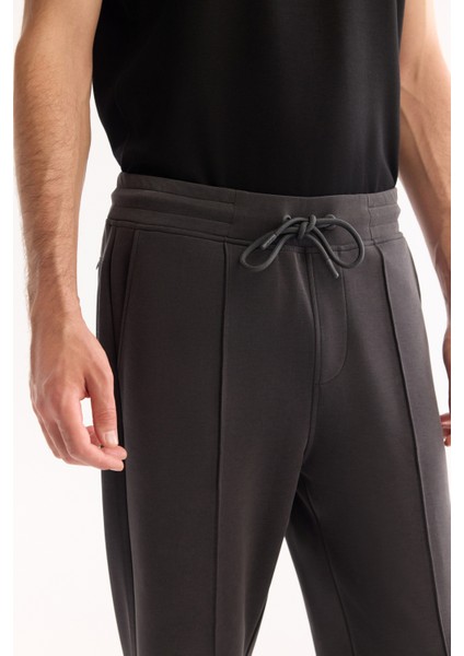 Erkek Antrasit Beli Lastikli Bağcıklı Soft Touch Bi-Stretch Regular Fit Eşofman Altı A52Y3406 fırsatları