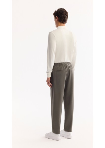Erkek Haki Beli Lastikli Bağcıklı Kolay Ütülenen Jogger Relaxed Fit Pantolon A52Y3041 modelleri