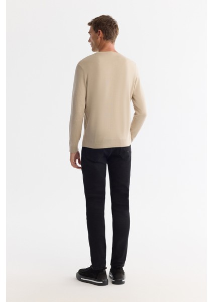 Erkek Bej Viskon Bisiklet Yaka Triko Regular Fit Kazak B005132 modelleri