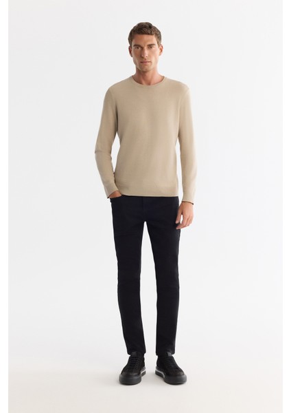 Erkek Bej Viskon Bisiklet Yaka Triko Regular Fit Kazak B005132 indirimleri