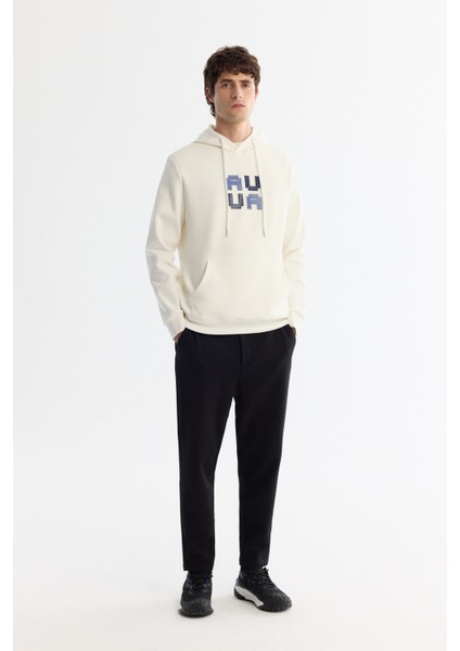 Erkek Ekru Kapüşonlu Pamuklu Baskılı Elastan Regular Fit Sweatshirt A42Y1324 indirimleri