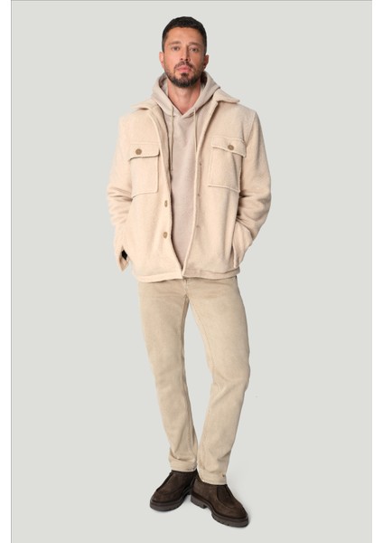 Erkek Bej Parça Boya Yıkamalı Esnek Berlin Slim Fit Jean Pantolon A42Y3500