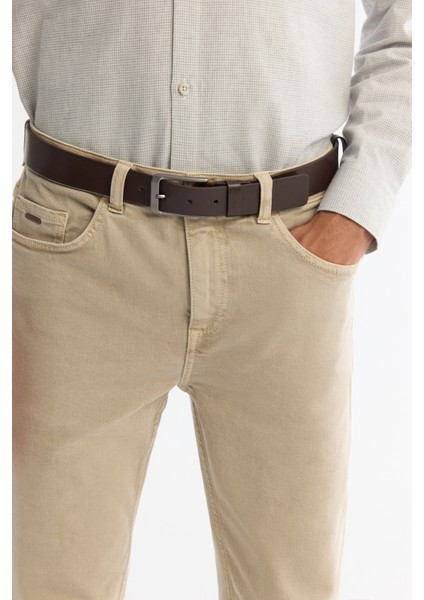 Erkek Bej Parça Boya Yıkamalı Esnek Berlin Slim Fit Jean Pantolon A42Y3500