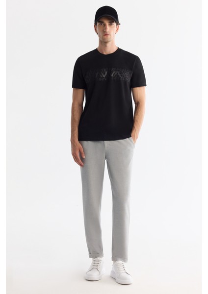 Erkek Açık Gri Yanı Lastikli Bi-Stretch Kolay Ütülenen Chino Slim Fit Pantolon B003037