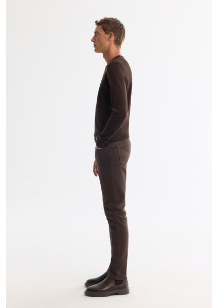 Erkek Kahverengi Bisiklet Yaka Tüylenmeyen Triko Regular Fit Kazak E005000 modelleri