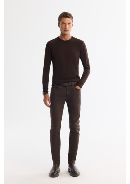 Erkek Kahverengi Bisiklet Yaka Tüylenmeyen Triko Regular Fit Kazak E005000 indirimleri