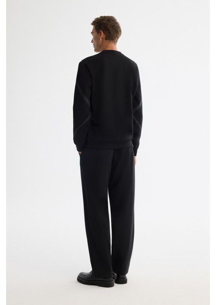 Erkek Siyah Bisiklet Yaka Pamuklu Baskılı Regular Fit Sweatshirt A42Y1317 fırsatları