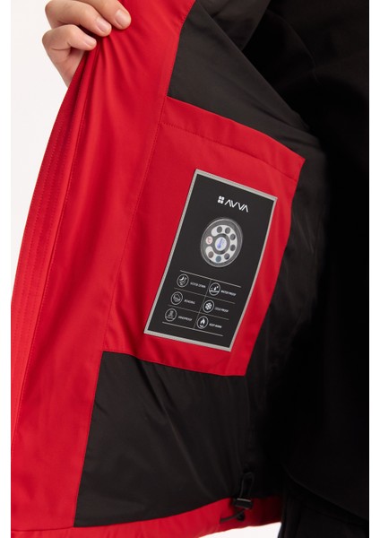 Erkek Kırmızı Kapüşonlu Kaz Tüyü Su İtici Rüzgar Geçirmez -10°C Dayanıklı Şişme Mont A52Y6067 modelleri