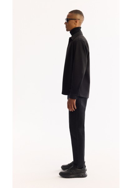 Erkek Siyah Klasik Yaka Rayon Karışımlı Comfort Fit Gömlek Ceket A52Y2043 modelleri