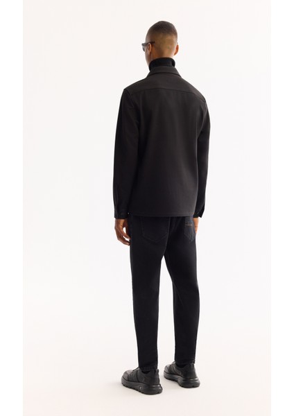 Erkek Siyah Klasik Yaka Rayon Karışımlı Comfort Fit Gömlek Ceket A52Y2043 fırsatları