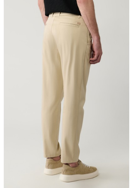 Erkek Bej Pamuklu Klasik Bel Relaxed Fit Pantolon A41Y3037