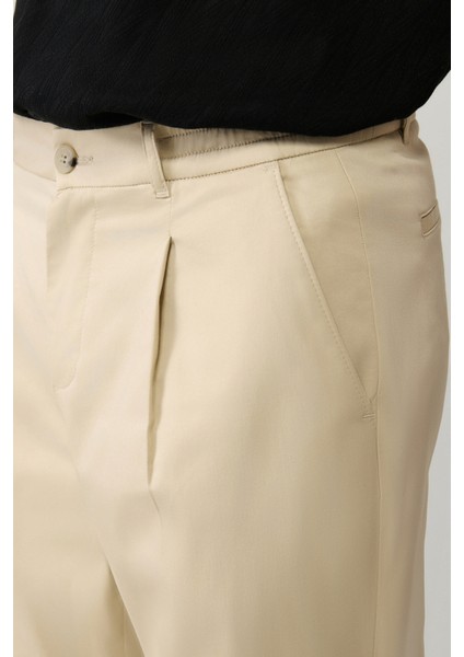 Erkek Bej Pamuklu Klasik Bel Relaxed Fit Pantolon A41Y3037