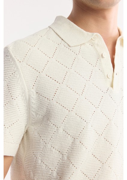 Erkek Ekru Polo Yaka Pamuklu Triko Regular Fit T-Shirt A51Y5040 fiyatları