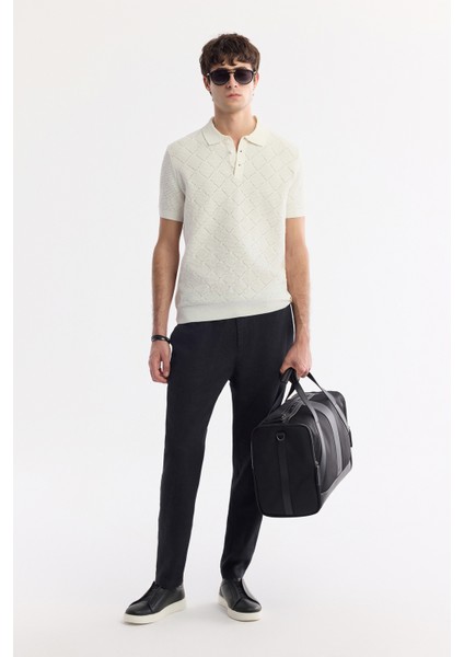 Erkek Ekru Polo Yaka Pamuklu Triko Regular Fit T-Shirt A51Y5040