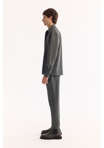 Erkek Antrasit Klasik Yaka Kolay Ütülenen Comfort Fit Gömlek Ceket A52Y2024 modelleri