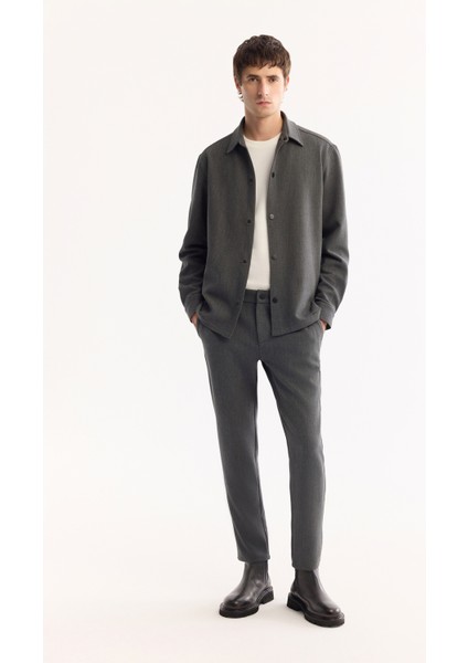 Erkek Antrasit Klasik Yaka Kolay Ütülenen Comfort Fit Gömlek Ceket A52Y2024 indirimleri