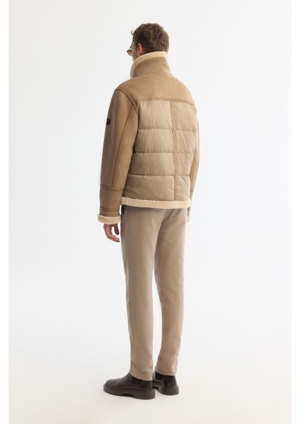 Erkek Vizon Kürklü Yaka Napa Comfort Fit Mont A42Y6127