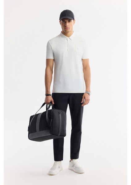 Erkek Beyaz Kıvrılmaz Polo Yaka Bi-Stretch Teknik Kumaş Regular Fit T-Shirt A51Y1156