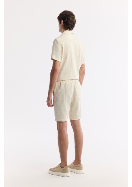 Erkek Bej Beli Lastikli Bağcıklı %100 Pamuk Relaxed Fit Şort A51Y3708 modelleri