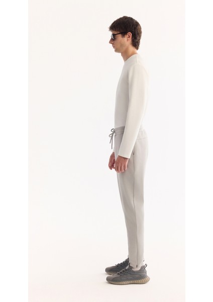 Erkek Gri Beli Lastikli Bağcıklı Pamuklu Bi-Stretch Regular Fit Eşofman Altı A52Y3403