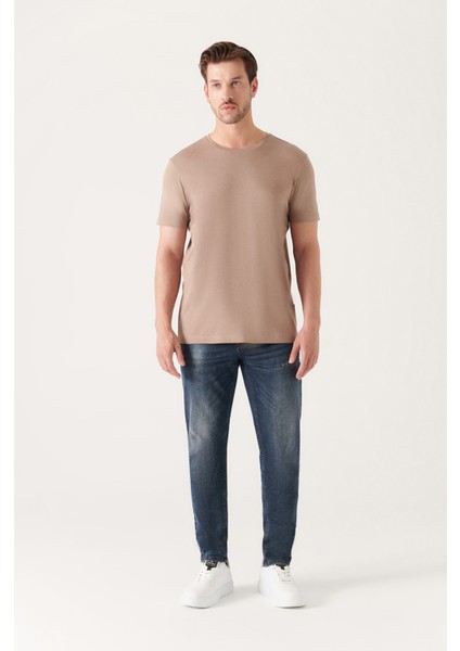 Erkek Vizon Bisiklet Yaka Soft Touch Basic Regular Fit T-Shirt B001171 fırsatları