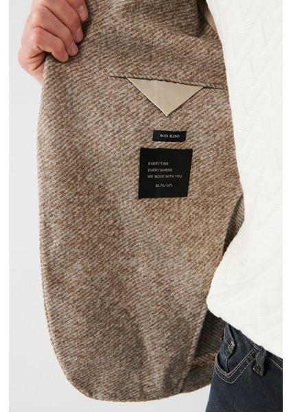 Erkek Bej Mono Yaka Çift Yırtmaçlı Takma Cepli Astarsız Ceket A32Y4013 modelleri