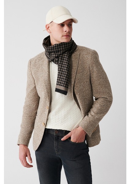 Erkek Bej Mono Yaka Çift Yırtmaçlı Takma Cepli Astarsız Ceket A32Y4013 indirimleri