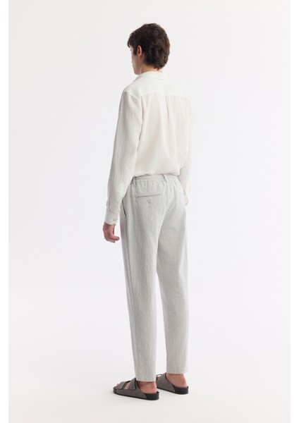 Erkek Gri Beli Bağcıklı Keten Karışımlı Chino Relaxed Fit Pantolon B003036 modelleri