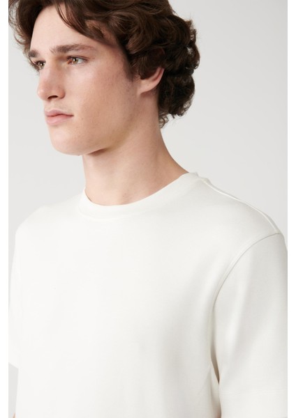 Erkek Beyaz Baskılı Bisiklet Yaka Soft Touch Regular Fit T-Shirt A41Y1328 fiyatları