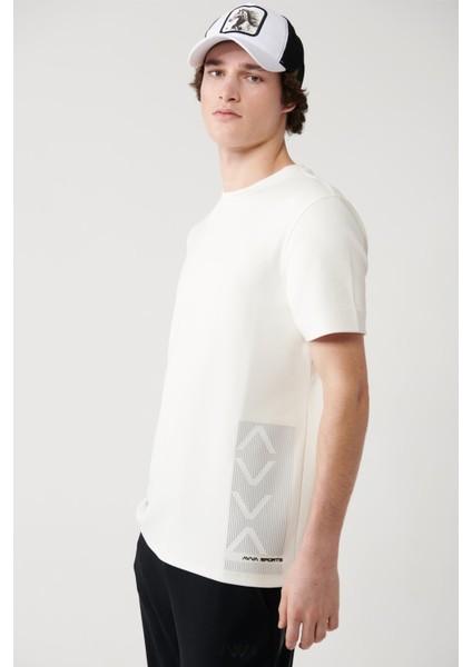 Erkek Beyaz Baskılı Bisiklet Yaka Soft Touch Regular Fit T-Shirt A41Y1328 modelleri