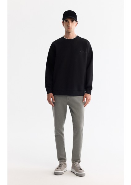 Erkek Siyah Bisiklet Yaka Elastan Oversize Fit Sweatshirt A42Y1248 indirimleri