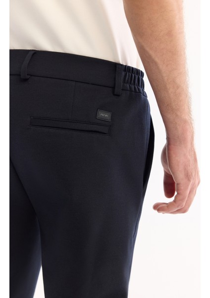 Erkek Lacivert Yanı Lastikli Viskon Karışımlı Slim Fit Chino Pantolon A52Y3053