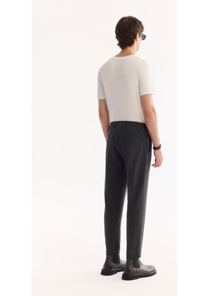 Erkek Antrasit Viskon Karışımlı Kolay Ütülenen Çizgili Slim Fit Pantolon A52Y3006 fırsatları