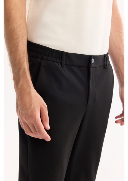 Erkek Siyah Yanı Lastikli Viskon Karışımlı Slim Fit Chino Pantolon A52Y3053 modelleri