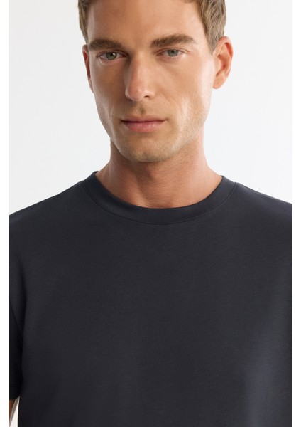 Erkek Antrasit Bisiklet Yaka Baskılı Elastan Regular Fit T-Shirt A42Y1017 fiyatları
