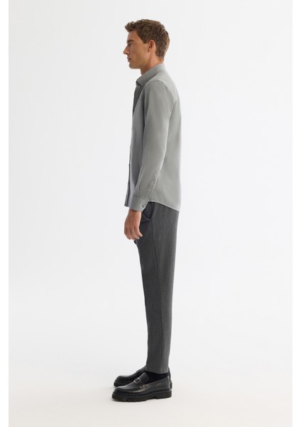 Erkek Gri Düğmeli Yaka %100 Pamuk Regular Fit Gömlek B002033 modelleri