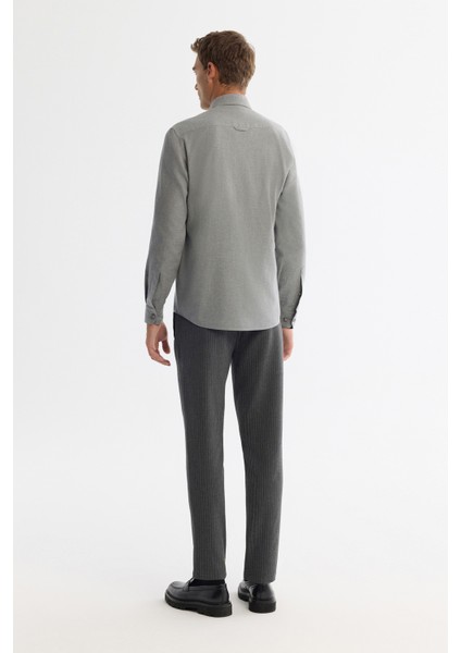 Erkek Gri Düğmeli Yaka %100 Pamuk Regular Fit Gömlek B002033 fırsatları