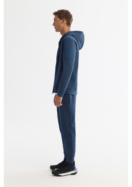 Erkek İndigo Kapüşonlu Pamuklu Fermuarlı Elastan Regular Fit Sweatshirt A42Y1264 modelleri