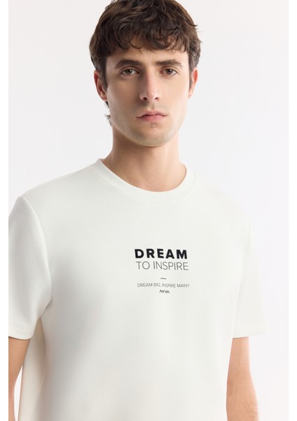 Erkek Ekru Bisiklet Yaka Baskılı Bi-Stretch İnterlok Regular Fit T-Shirt A51Y1140 fiyatları