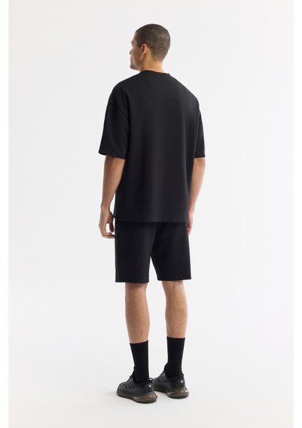 Erkek Siyah Bisiklet Yaka Pamuklu 2 İplik Oversize Fit T-Shirt A51Y1095 fırsatları