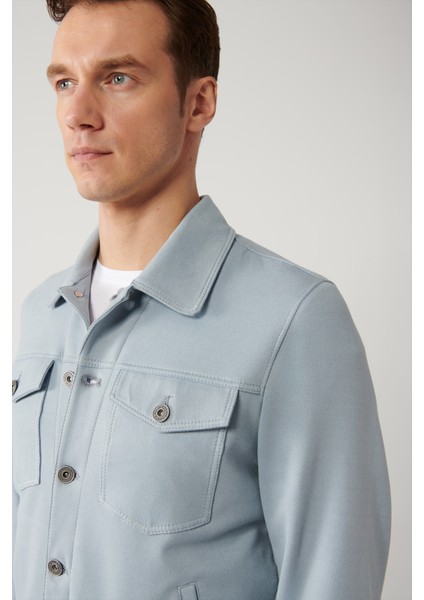 Erkek Mavi Klasik Yaka Süet Dokulu Mevsimlik Comfort Fit Mont A41Y6011 fiyatları