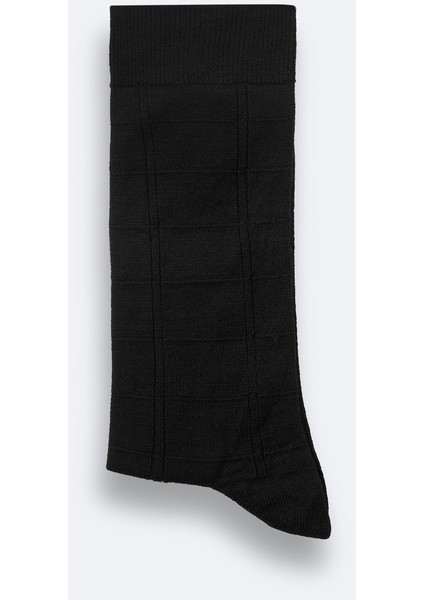 Erkek Siyah Desenli Bambu Soket Çorap A42y8513