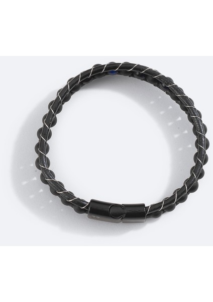 Erkek Siyah %100 Deri Ceyt ve Oniks Taşlı Deri Bileklik A51Y9619 modelleri