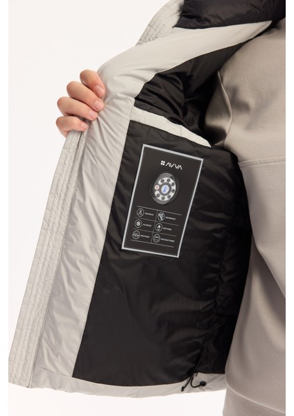 Erkek Açık Gri Kapüşonlu Su İtici Rüzgar Geçirmez -5°C Dayanıklı Comfort Fit Mont B006046 indirimleri