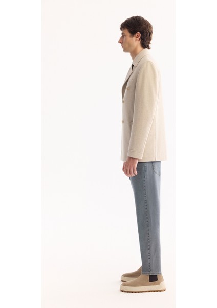 Erkek Bej Kruvaze Yün Karışımlı Astarlı Kaşe Kaban A52Y6065 modelleri