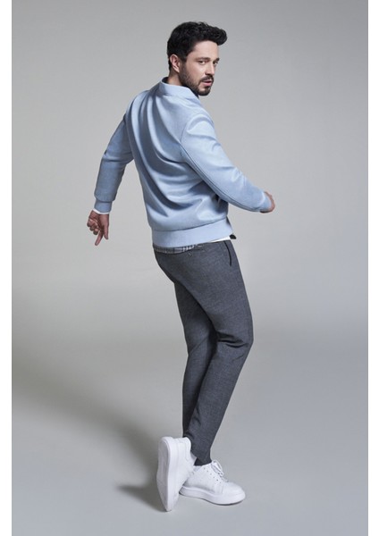 Erkek Mavi Bomber Yaka Süet Dokulu Mevsimlik Comfort Fit Mont B006045 modelleri