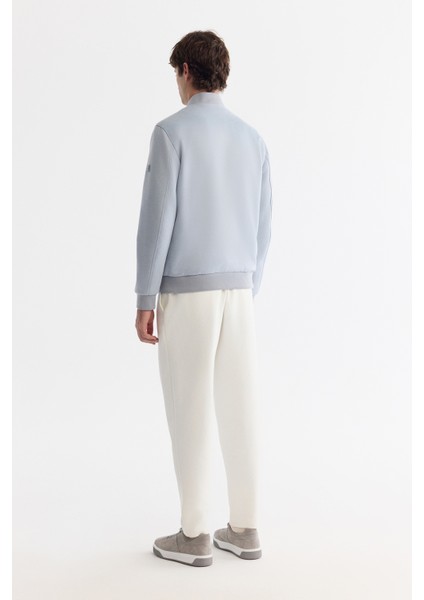 Erkek Mavi Bomber Yaka Süet Dokulu Mevsimlik Comfort Fit Mont B006045