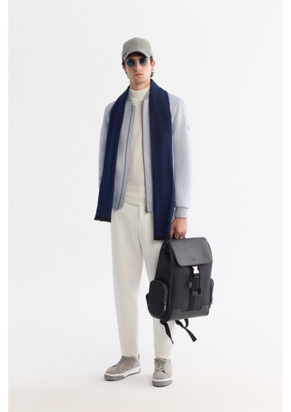 Erkek Mavi Bomber Yaka Süet Dokulu Mevsimlik Comfort Fit Mont B006045