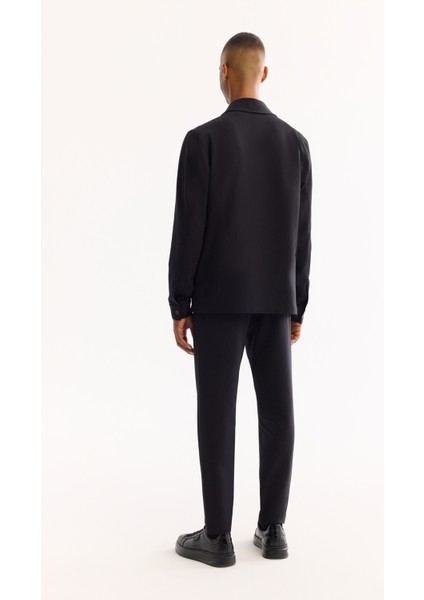 Erkek Siyah Klasik Yaka Hızlı Kuruyan Non-Iron Comfort Fit Gömlek Ceket A52Y2118 fırsatları